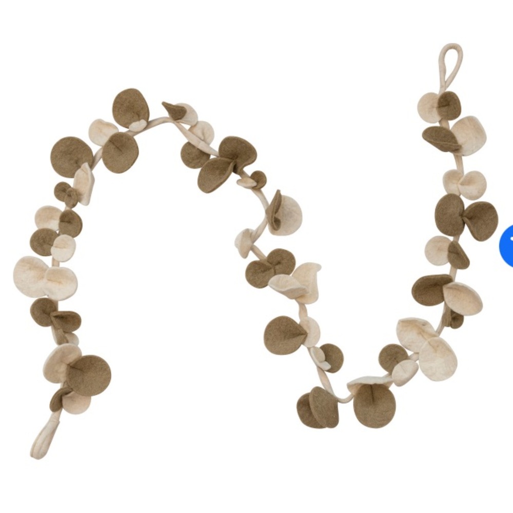 72"L Handmade Acrylic & Wool Felt Leaf Garland, Juniper & Sage